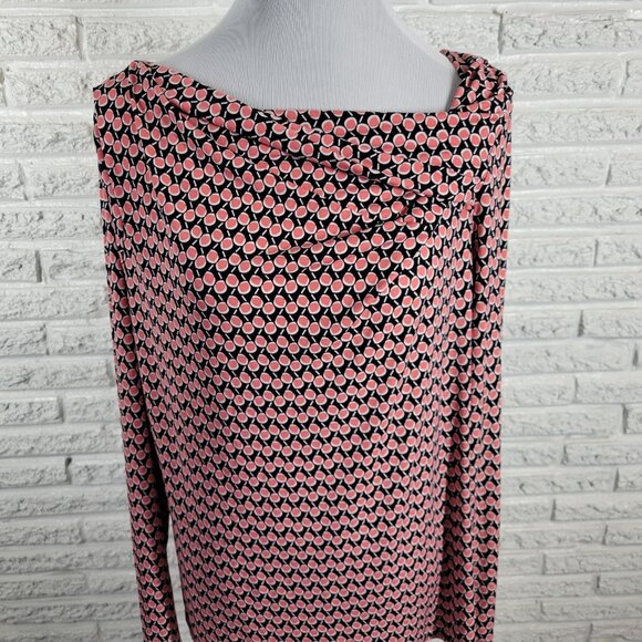 Liz Claiborne Womens Top Extra Large Black Pink Geometric Draped Neck GEO92E - Picture 3 of 10